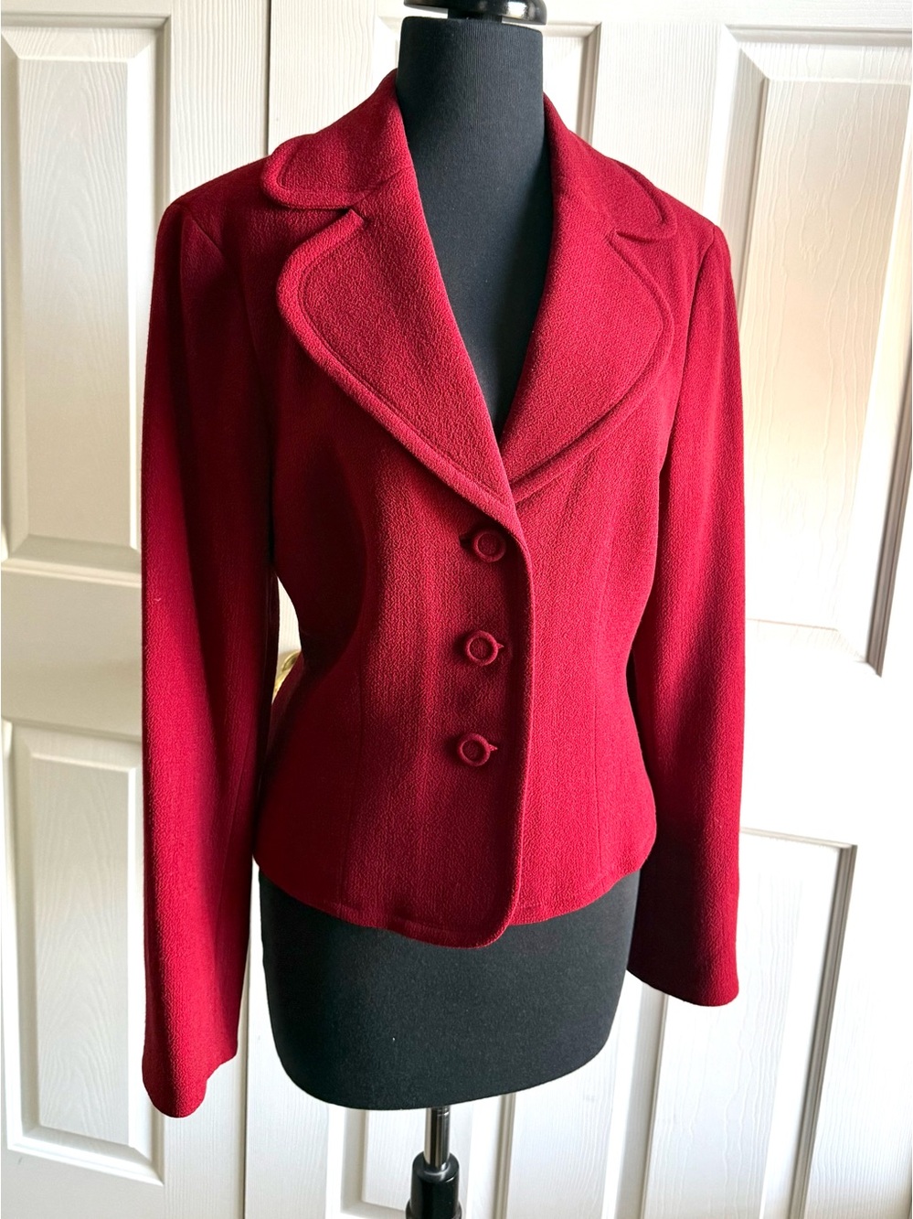 Ann Taylor Deep Red Tailored Three-Button Blazer